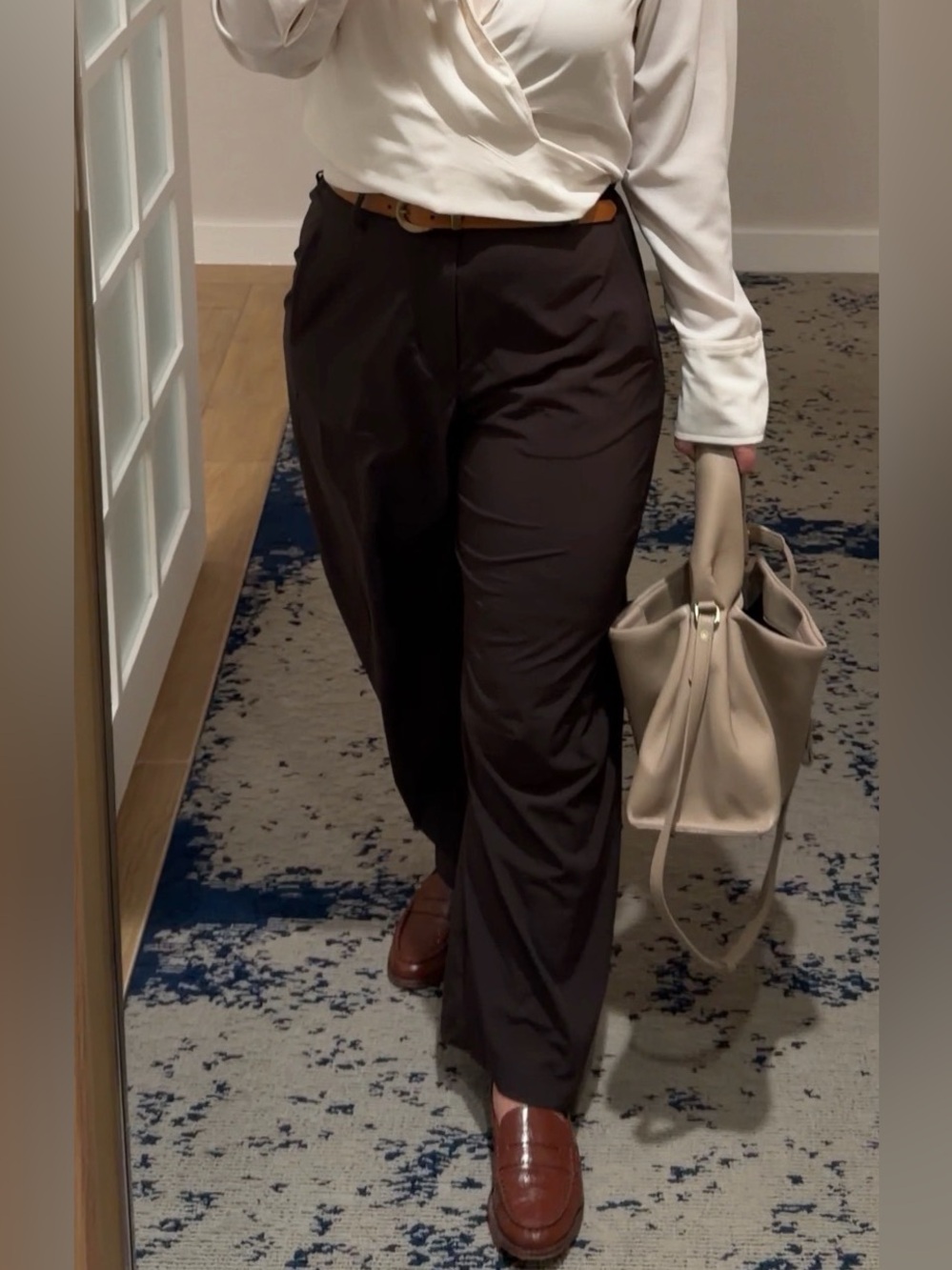Women's Brown Wide-Leg Athletic Dress Pants